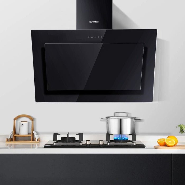 Devanti Rangehood 900mm Black Angled Side Draft Range Hood