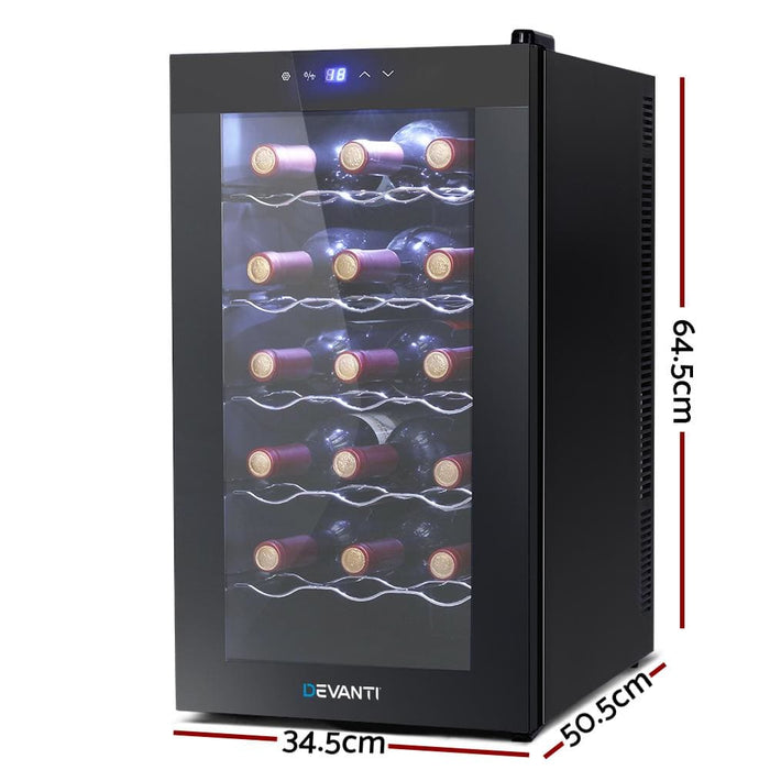 Devanti Wine Cooler 18 Bottles Glass Door Beverage