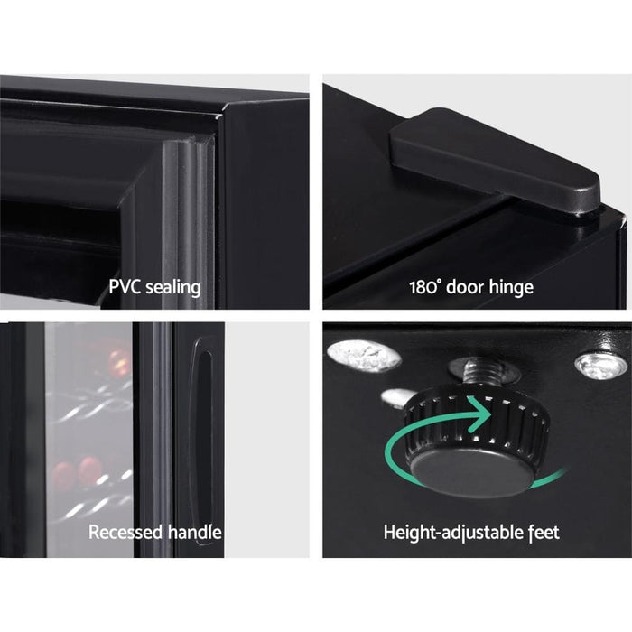 Devanti Wine Cooler 18 Bottles Glass Door Beverage