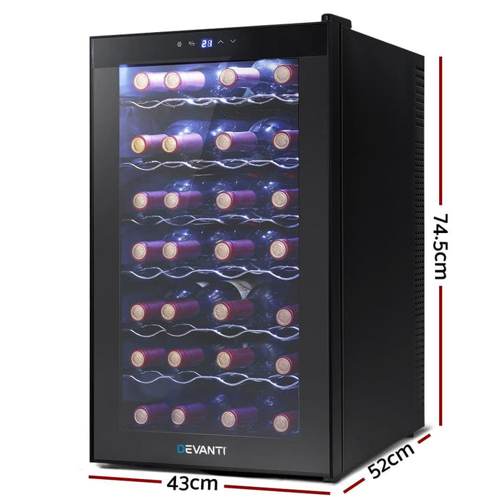 Devanti Wine Cooler 28 Bottles Glass Door Beverage