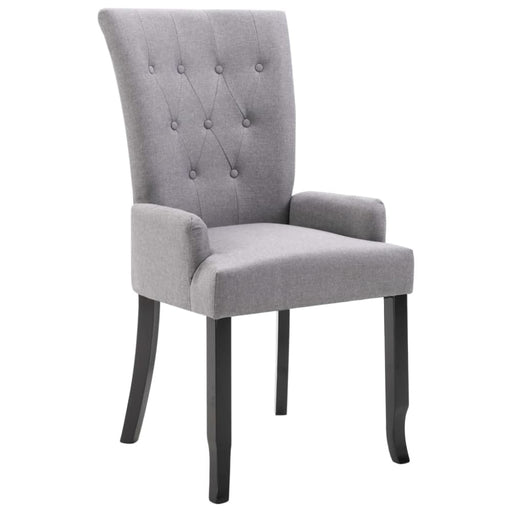 Dining Chair With Armrests Light Grey Fabric Gl4866