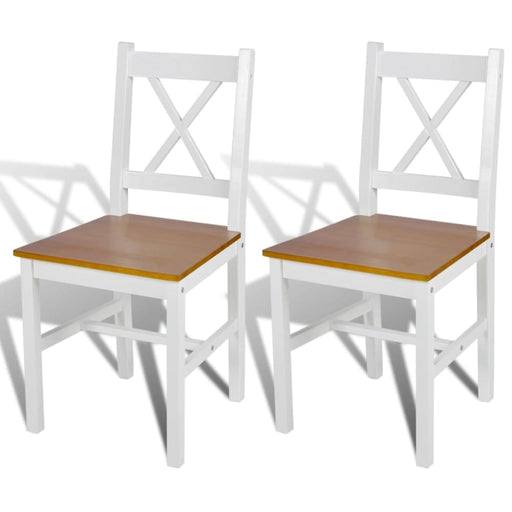 Dining Chairs 2 Pcs White Pinewood Gl567151