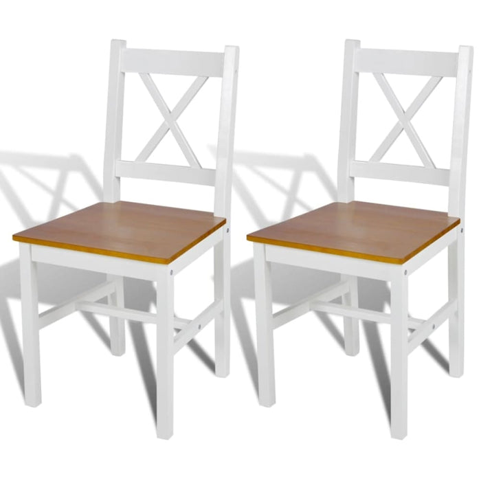 Dining Chairs 2 Pcs White Pinewood Gl567151
