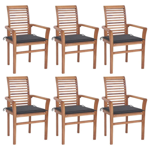 Dining Chairs 6 Pcs With Anthracite Cushions Solid Teak