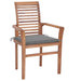 Dining Chairs 6 Pcs with Grey Cushions Solid Teak Wood