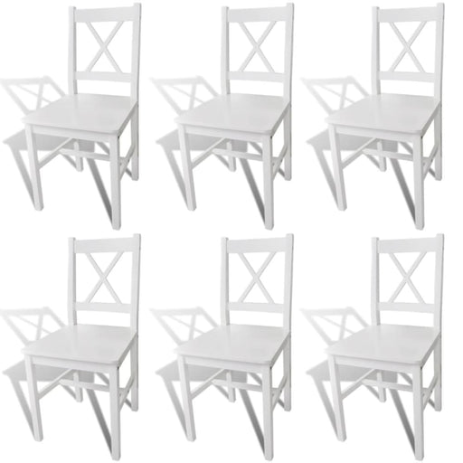 Dining Chairs 6 Pcs White Pinewood Gl453196