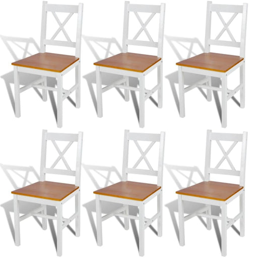 Dining Chairs 6 Pcs White Pinewood Gl47719