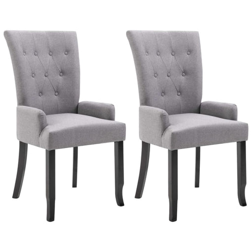 Dining Chairs With Armrests 2 Pcs Light Grey Fabric Gl421695