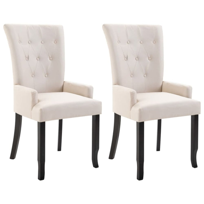 Dining Chairs With Armrests 2 Pcs Beige Fabric Gl39669