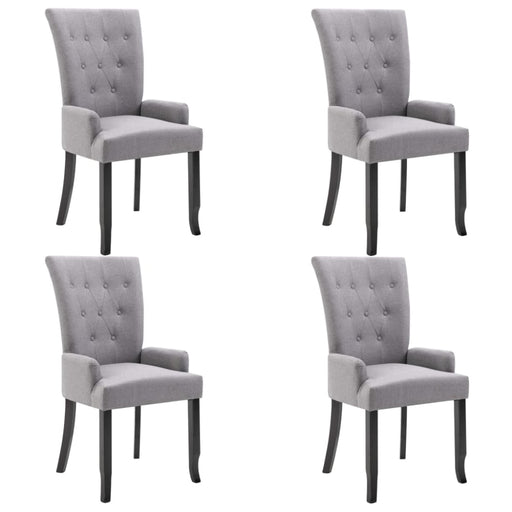 Dining Chairs With Armrests 4 Pcs Light Grey Fabric Gl419696