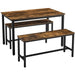 Dining Table Set With 2 Benches Rustic Brown And Black