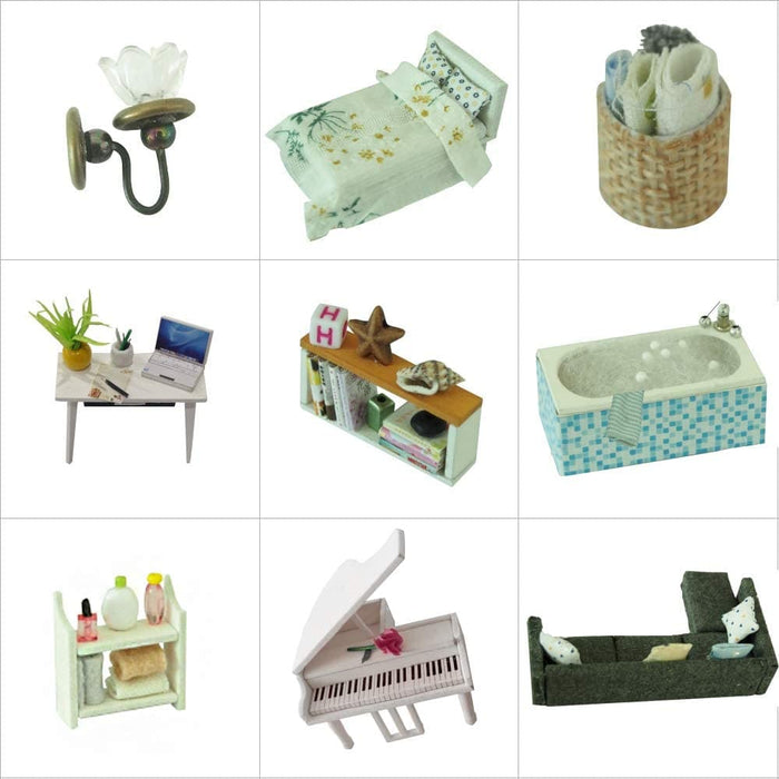 Dollhouse Miniature with Furniture Kit Plus Dust Proof