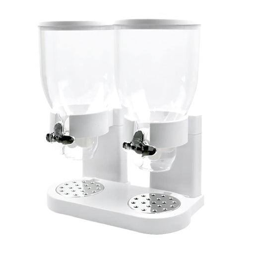 Double Cereal Dispenser Dry Food Storage Container Dispense