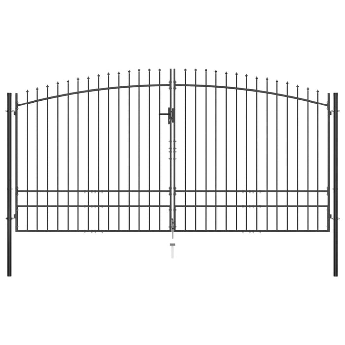 Double Door Fence Gate With Spear Top 400x248 Cm Oapiax