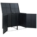 Double Wheelie Bin Shed Poly Rattan Black 148x80x111 Cm