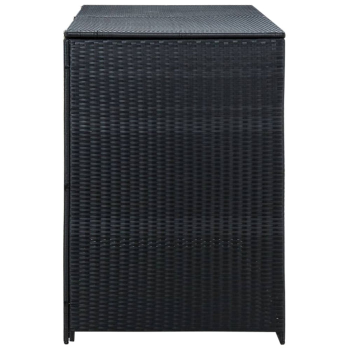 Double Wheelie Bin Shed Poly Rattan Black 148x80x111 Cm