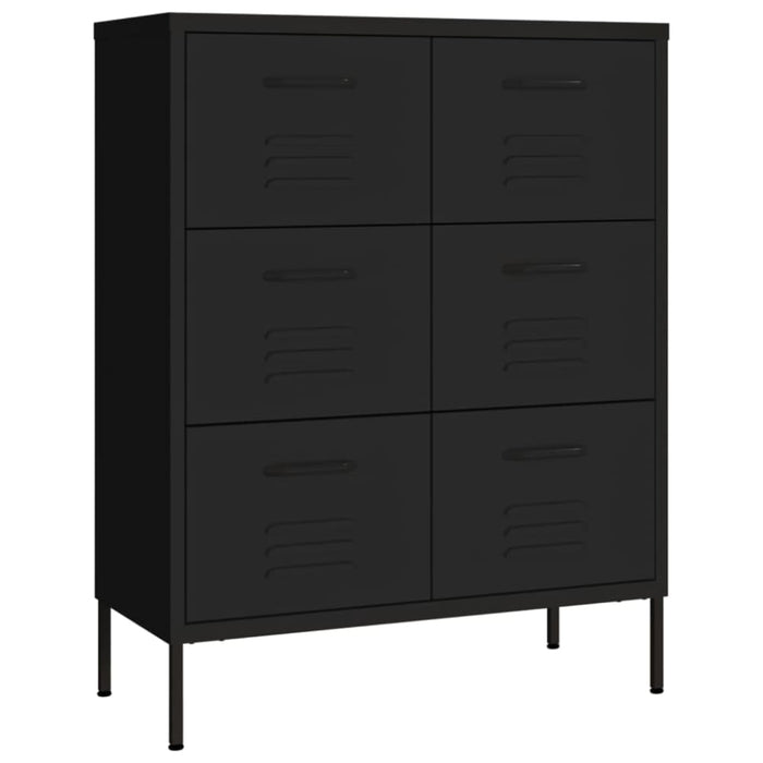 Drawer Cabinet Black 80x35x101.5 Cm Steel Ttlopo