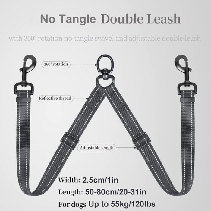 Dual Adjustable Length Lead Quality Reflective no Tangle