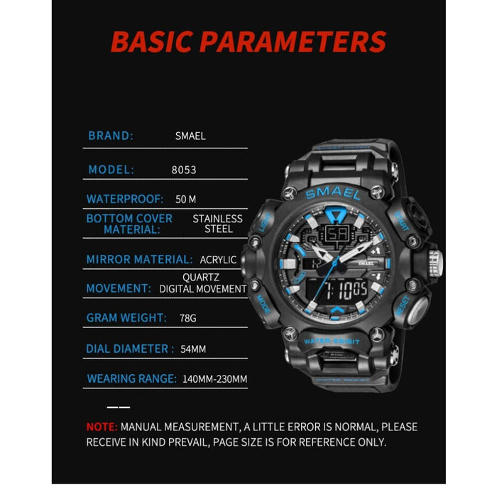 Dual Display Analog Digital Military Sport Wristwatch