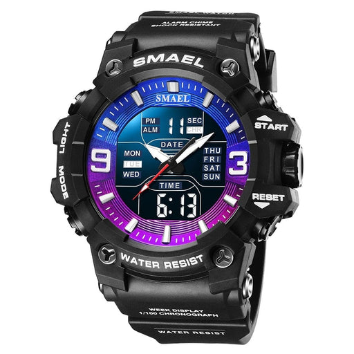 Dual Time Display Sport Wristwatch With Led Light