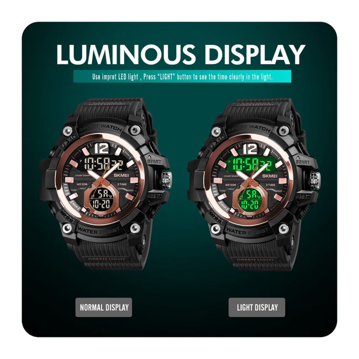 Dual Time Luminous Display Men’s Wristwatch