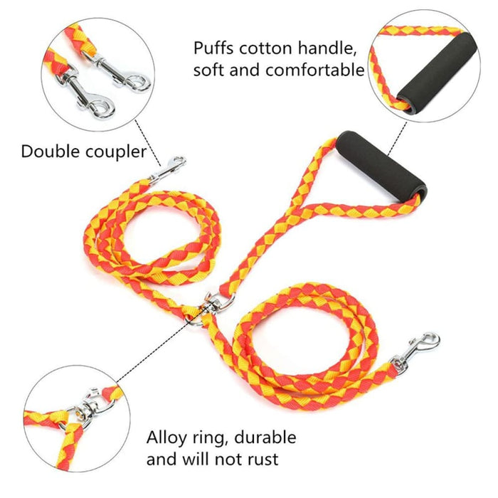 Durable no Tangle Coupler Comfortable Padded Handle Double