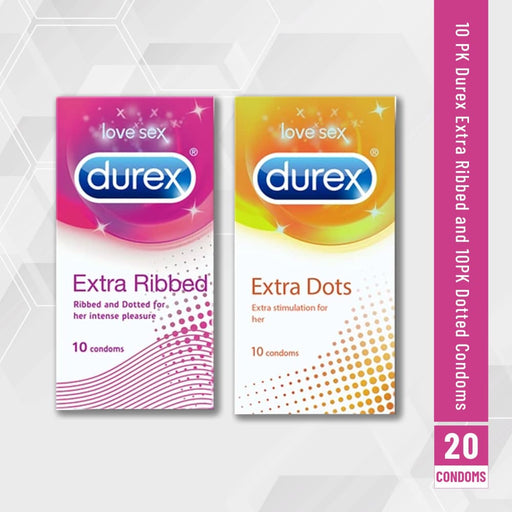 Durex Extra Ribbed And Dotted Condoms - Combo 20 Pack