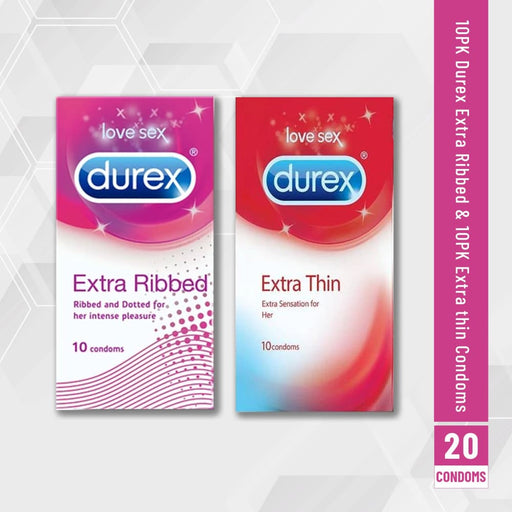 Durex Extra Ribbed & Thin Condoms Combo 20 Pack
