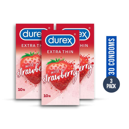Durex Extra Thin Strawberry Flavoured Condoms 30 Pack