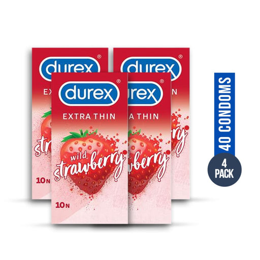 Durex Extra Thin Strawberry Flavoured Condoms 40 Pack