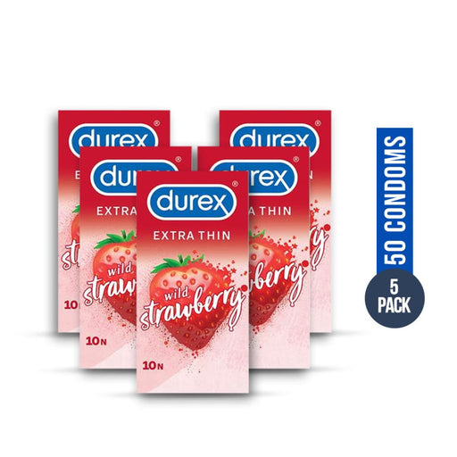Durex Extra Thin Strawberry Flavoured Condoms 50 Pack