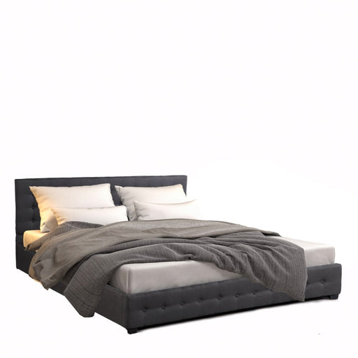 Eden Gas Lift Bed With Headboard Platform Storage Dark Grey