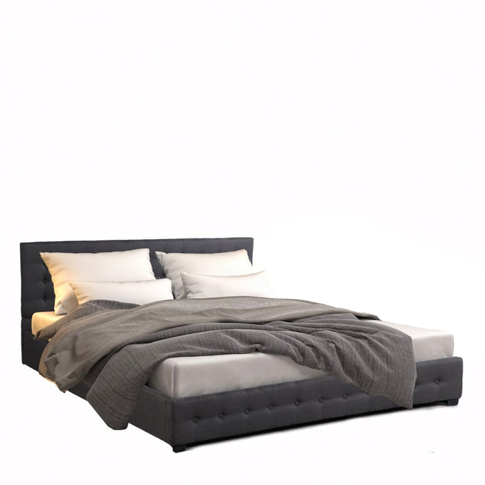 Eden Gas Lift Bed With Headboard Platform Storage Dark Grey