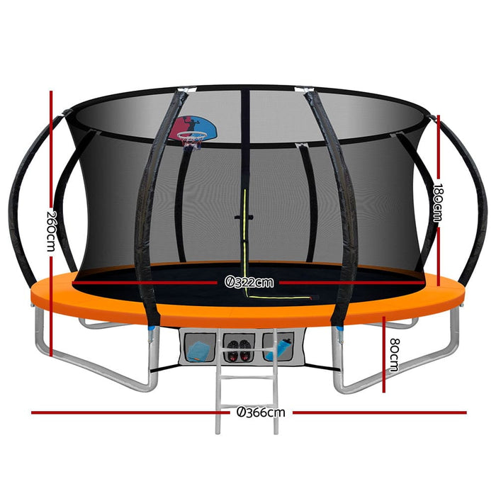 Everfit 12ft Trampoline Round Trampolines with Basketball