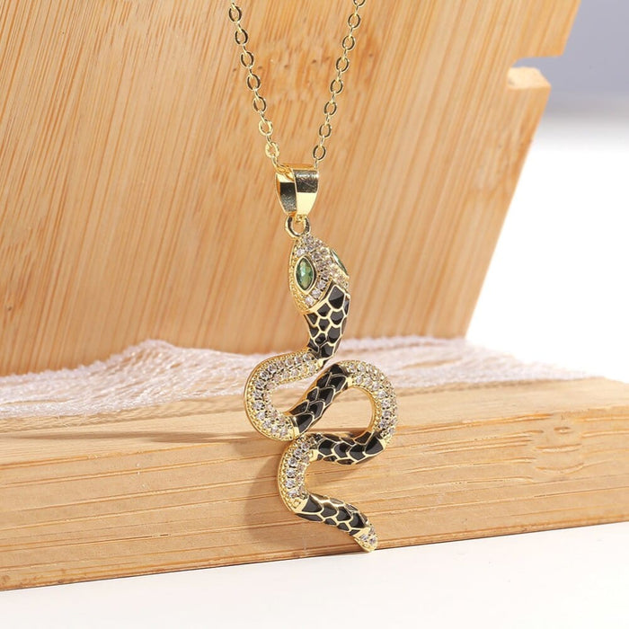 Exquisite Crystal Snake Necklace Style Pendant