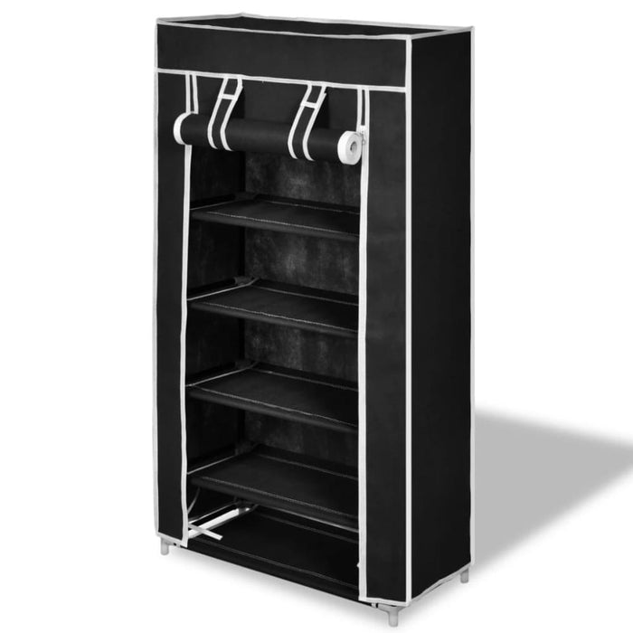 Fabric Shoe Cabinet With Cover 58 x 28 106 Cm Black Xabpbt