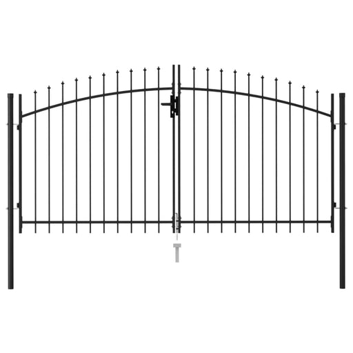 Fence Gate Double Door With Spike Top Steel 3x1.5 m Black