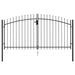 Fence Gate Double Door With Spike Top Steel 3x1.5 m Black