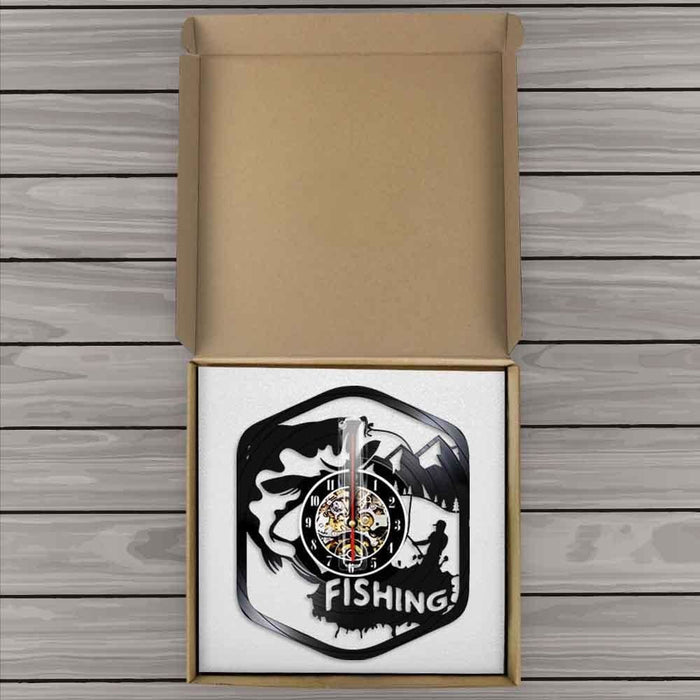 Fisherman Home Decor Silent Quartz Wall Time Clock Fishing