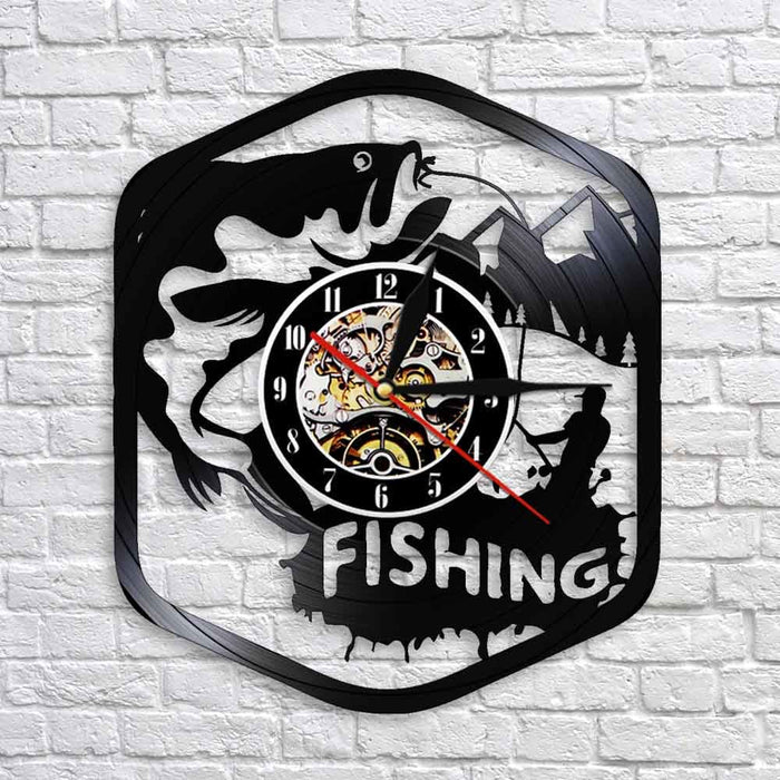 Fisherman Home Decor Silent Quartz Wall Time Clock Fishing