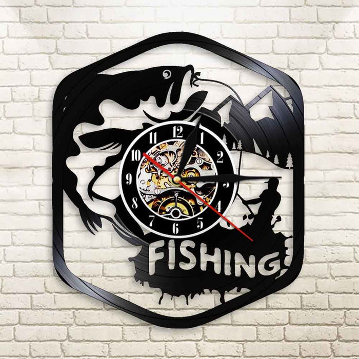 Fisherman Home Decor Silent Quartz Wall Time Clock Fishing
