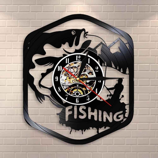 Fisherman Home Decor Silent Quartz Wall Time Clock Fishing