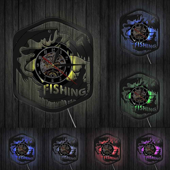 Fisherman Home Decor Silent Quartz Wall Time Clock Fishing
