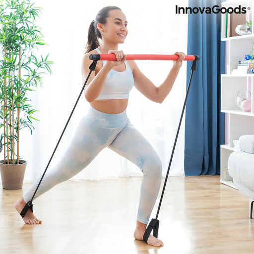 Fitness Bar With Resistance Bands And Exercise Guide