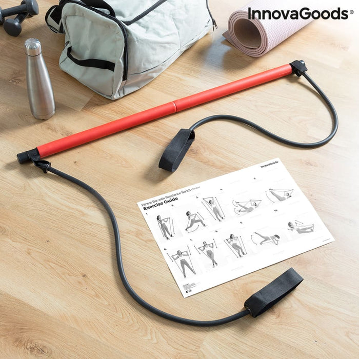Fitness Bar With Resistance Bands And Exercise Guide