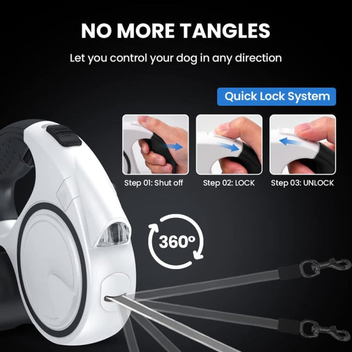 Flashlight Retractable 360° no Tangle Anti-slip Handle Dog