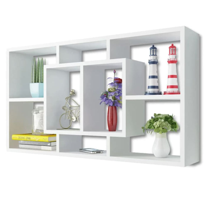 Floating Wall Display Shelf 8 Compartments White Xaxpan