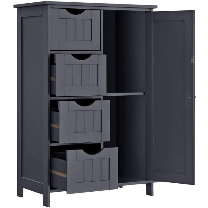 Floor Cabinet With 4 Drawers And Adjustable Shelf Gray