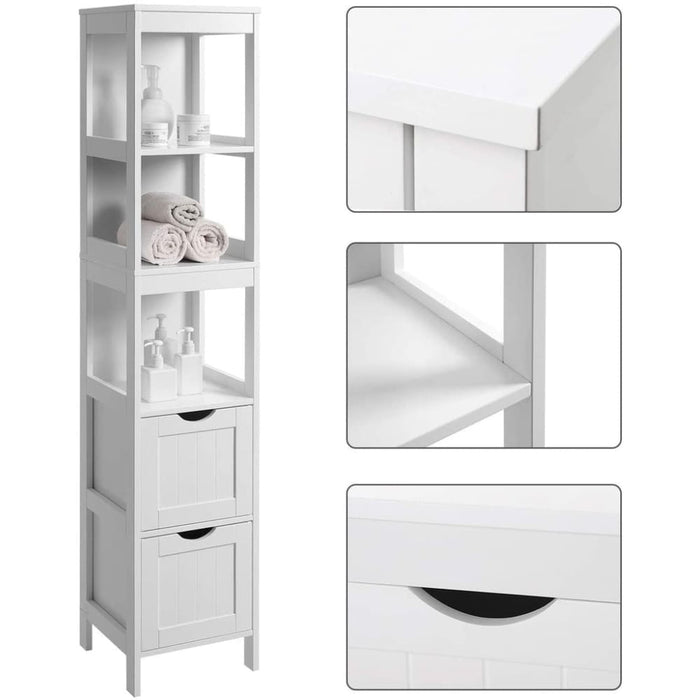 Floor Cabinet With Shelves And Drawers White Bbc66wt