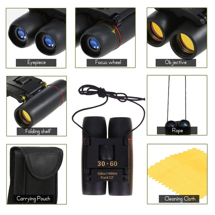 Foldable 30x60 Zoom Binoculars Telescope with Rope